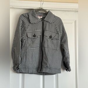 New Andre By Unit Size Small Black White Houndstooth Zip Up Lined Jacket